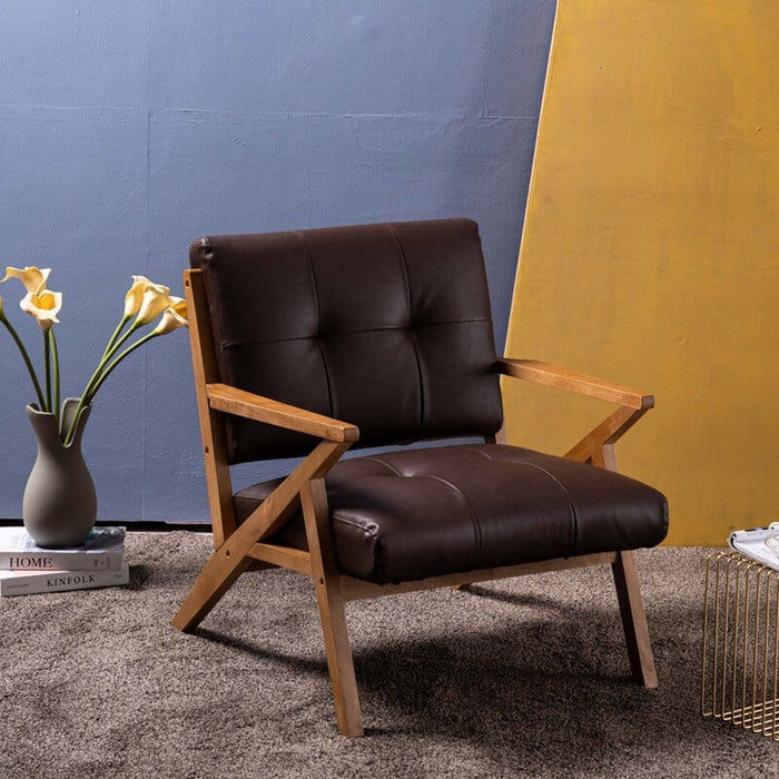 Wooden Wide Tufted Upholstery Chair