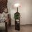 Angular Wooden Floor Lamp with Brown Base and Premium Beige Fabric Lampshade