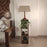 Angular Wooden Floor Lamp with Brown Base and Premium Beige Fabric Lampshade