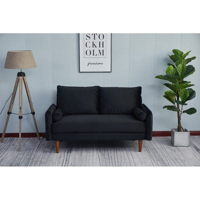 Velvet Square Arm Loveseat with Reversible Cushions