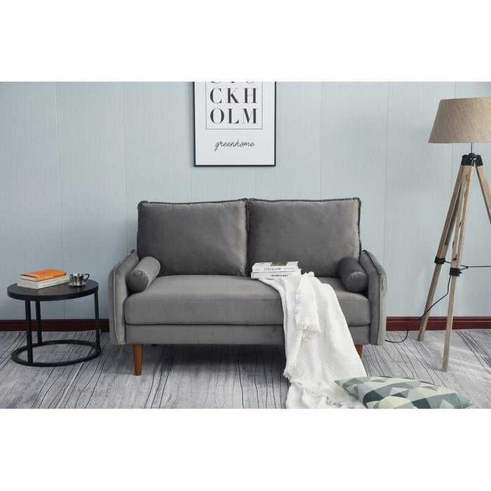 Velvet Square Arm Loveseat with Reversible Cushions