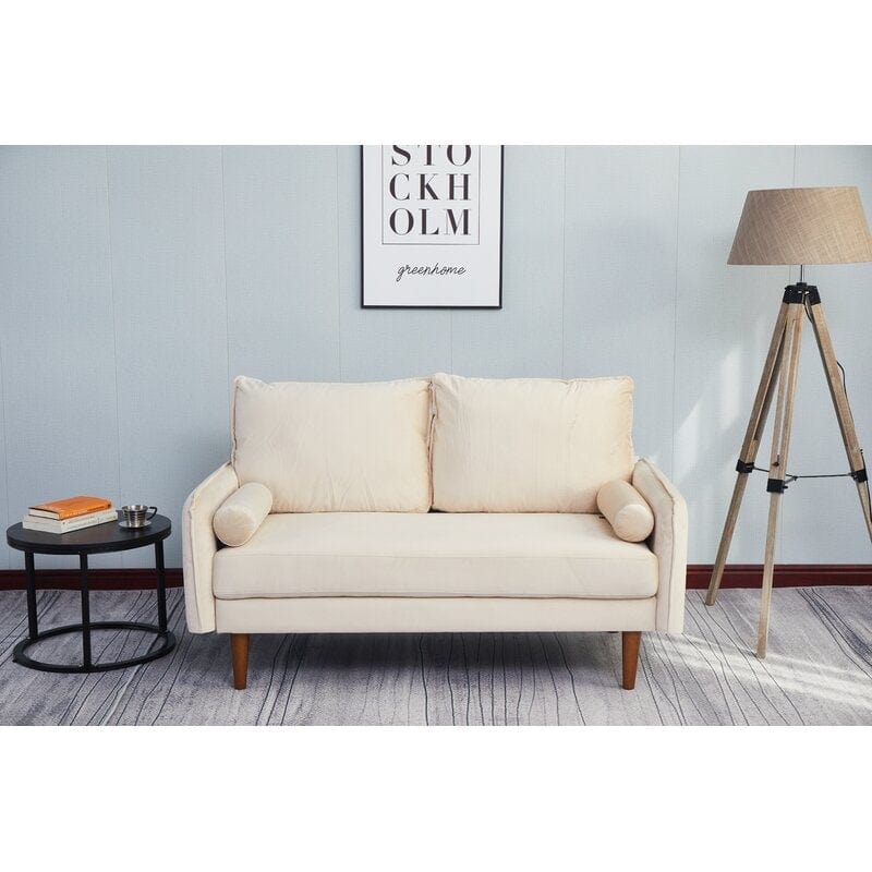 Velvet Square Arm Loveseat with Reversible Cushions