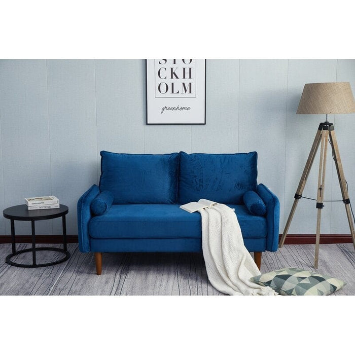 Velvet Square Arm Loveseat with Reversible Cushions