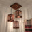 Elegant Brown Wooden Cluster Hanging Lamp