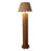 Elegant Wooden Floor Lamp with Brown Base and Beige Fabric Lampshade