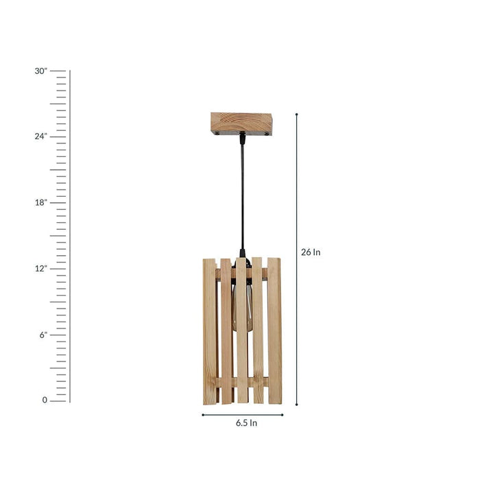 Elegant Beige Wooden Single Hanging Lamp