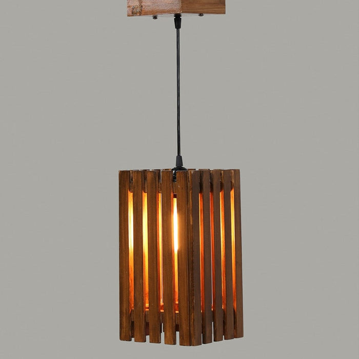 Elegant Brown Wooden Single Hanging Lamp