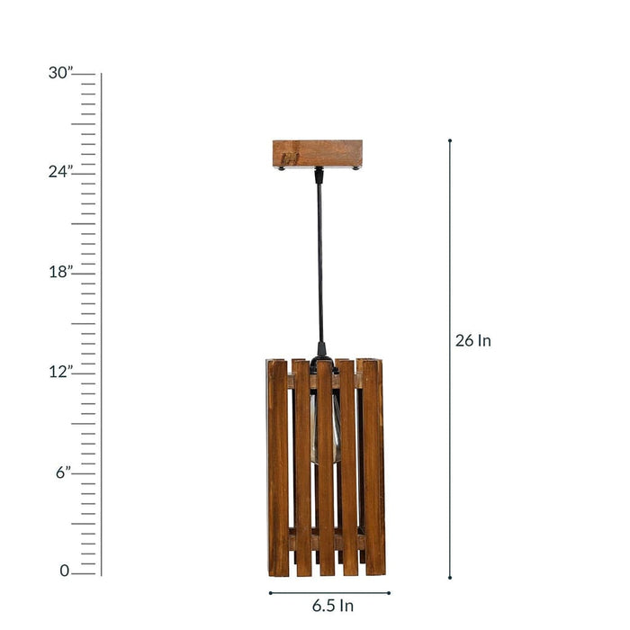 Elegant Brown Wooden Single Hanging Lamp