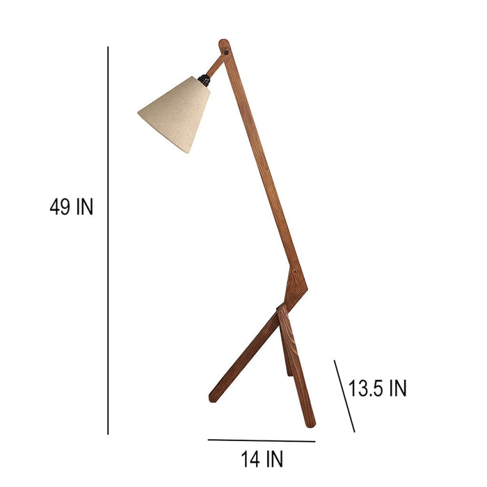 Prominence Wooden Floor Lamp with Beige Fabric Lampshade