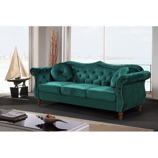Evianna Velvet Rolled Arm Sofa
