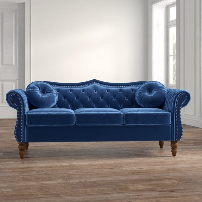 Evianna Velvet Rolled Arm Sofa