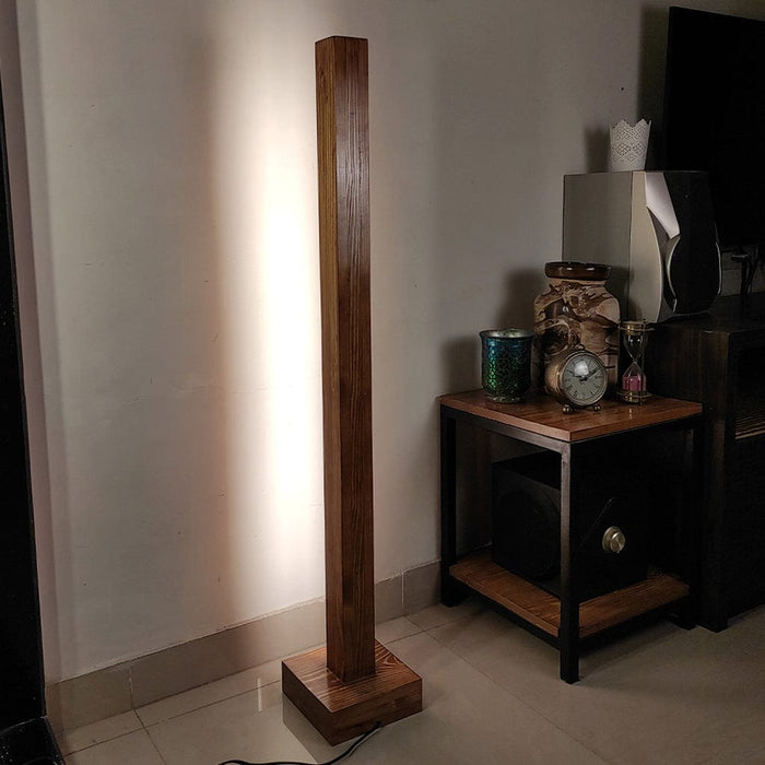 Excalibur LED Wooden Floor Lamp With Brown Base