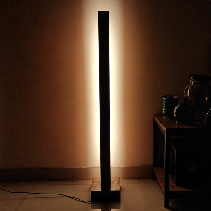 Excalibur LED Wooden Floor Lamp With Brown Base