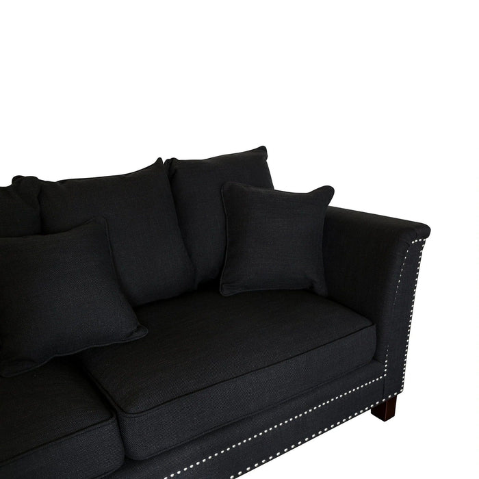 MANHATTAN 3 SEATER FABRIC SOFA BLACK COLOUR