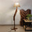 Bezalel Wooden Floor Lamp with Brown Base and Beige Fabric Lampshade