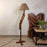 Bezalel Wooden Floor Lamp with Brown Base and Beige Fabric Lampshade