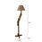 Bezalel Wooden Floor Lamp with Brown Base and Beige Fabric Lampshade