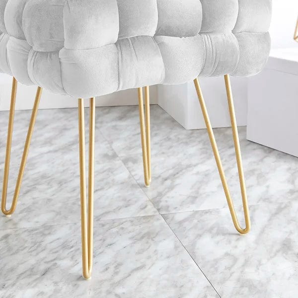 Flemin Wide Velvet Tufted Square Cocktail Ottoman