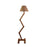 Hinge Wooden Floor Lamp with Brown Base and Beige Fabric Lampshade