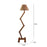 Hinge Wooden Floor Lamp with Brown Base and Beige Fabric Lampshade