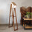 Flamingo Wooden Floor Lamp with Brown Base and Beige Fabric Lampshade