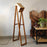 Flamingo Wooden Floor Lamp with Brown Base and Beige Fabric Lampshade