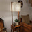 Gabrielle Wooden Floor Lamp with Brown Base and Jute Fabric Lampshade