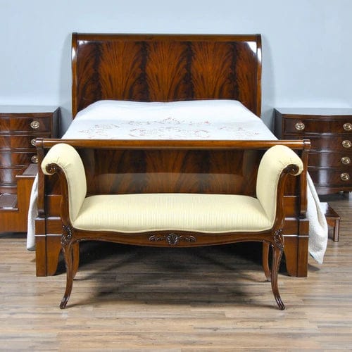 Teak Wood Upholstered Bench