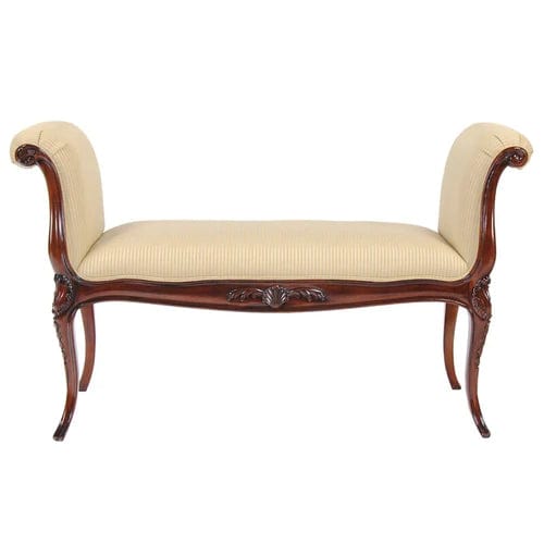 Teak Wood Upholstered Bench