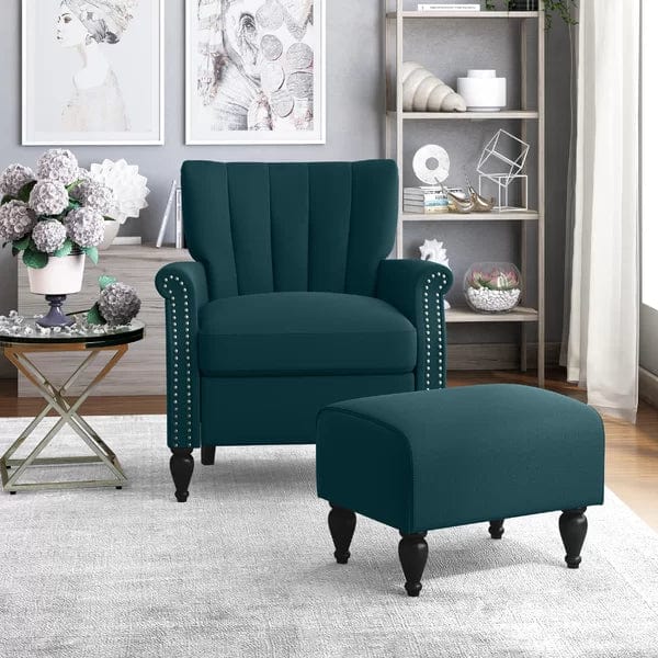 Greggs Wide Tufted Armchair and Ottoman