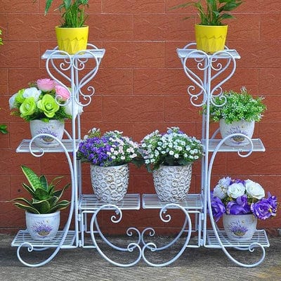 Metal Plant Stand Flower Holder Racks 8  Tier Shelves Patio Indoor Outdoor Garden Displaying Wrought Iron Flowers Planters Shelf Organizer