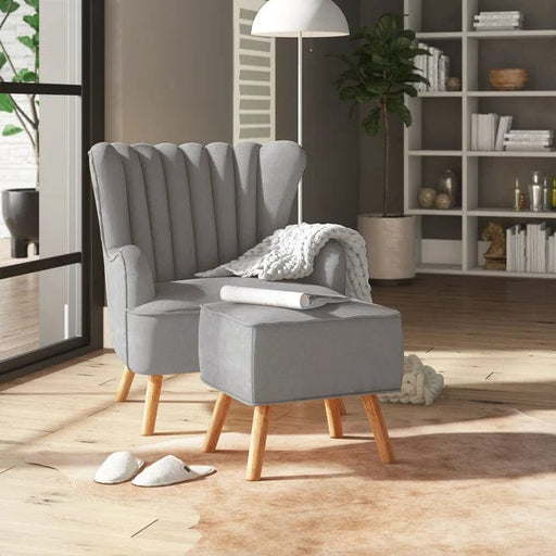 Harden 77Cm Wide Tufted Wingback Chair and Ottoman