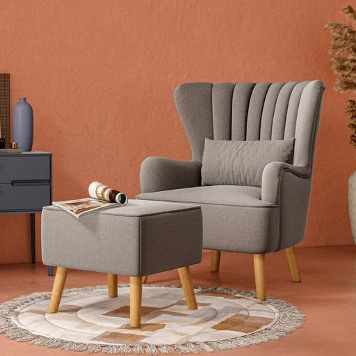 Harden 77Cm Wide Tufted Wingback Chair and Ottoman