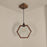 Hex Brown Wooden Single Hanging Lamp