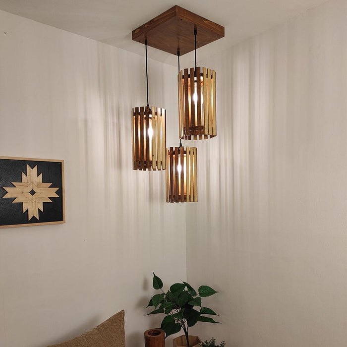 Hexa Beige & Brown Cluster Hanging Lamp