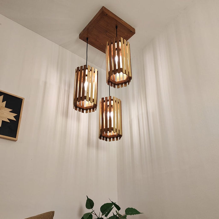 Hexa Beige & Brown Cluster Hanging Lamp