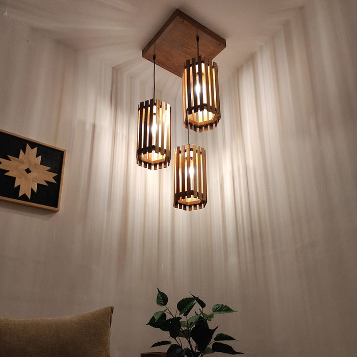 Hexa Beige & Brown Cluster Hanging Lamp