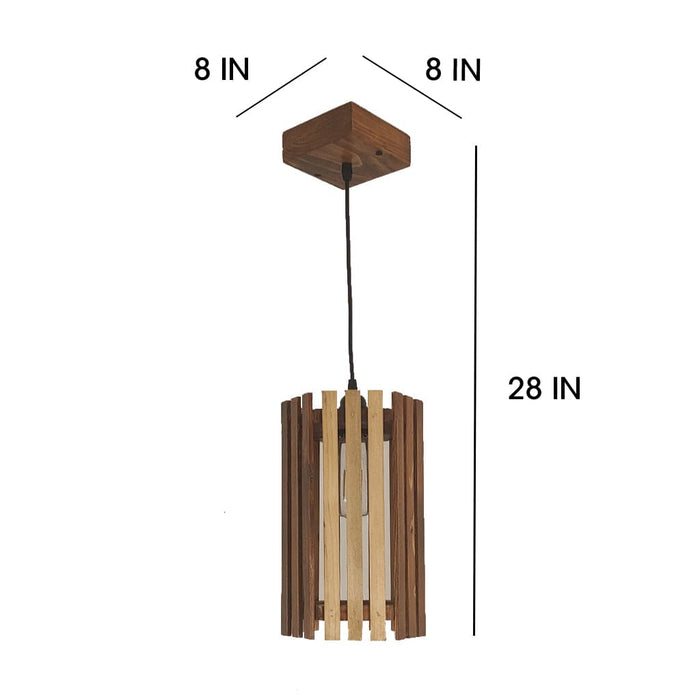 Hexa Brown Wooden Single Hanging Lamp