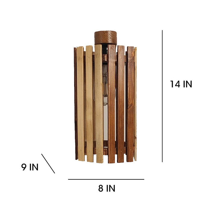 Hexa Brown Wooden Wall Light