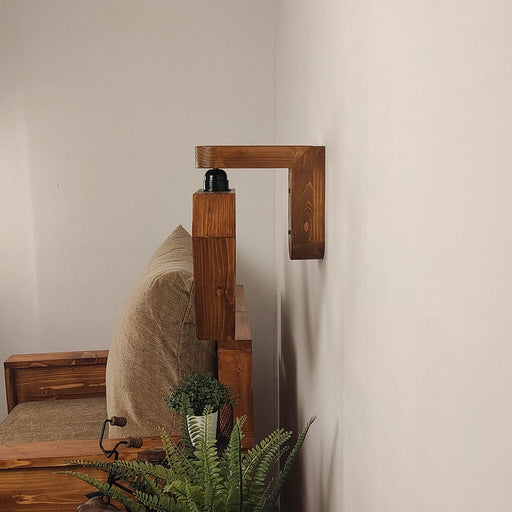 Hexad Brown Wooden Wall Light