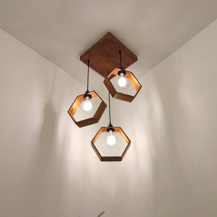 Hexagram Brown Cluster Hanging Lamp