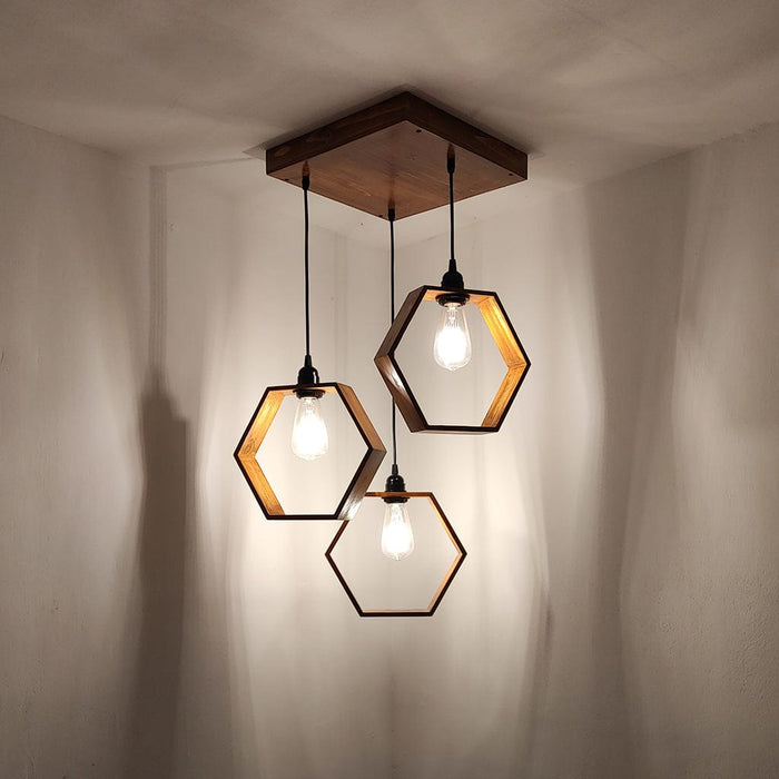 Hexagram Brown Cluster Hanging Lamp