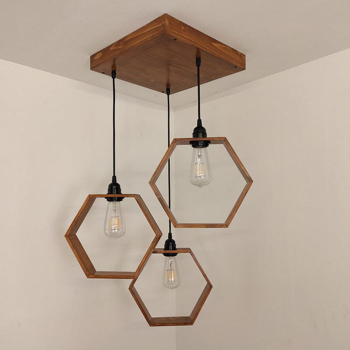 Hexagram Brown Cluster Hanging Lamp