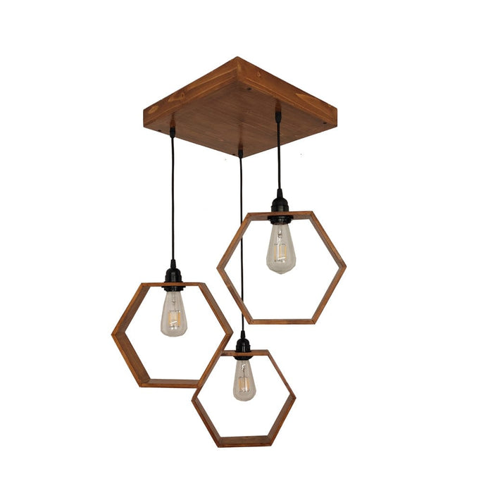 Hexagram Brown Cluster Hanging Lamp