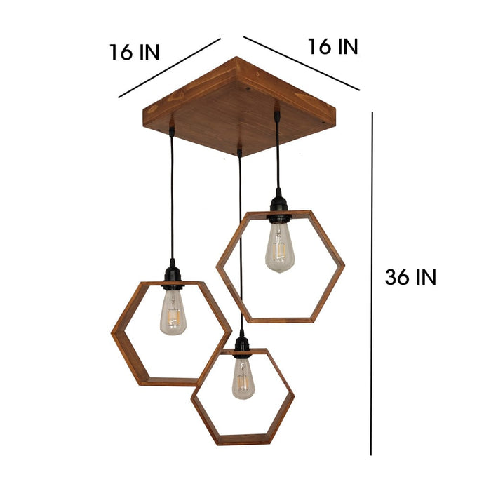 Hexagram Brown Cluster Hanging Lamp