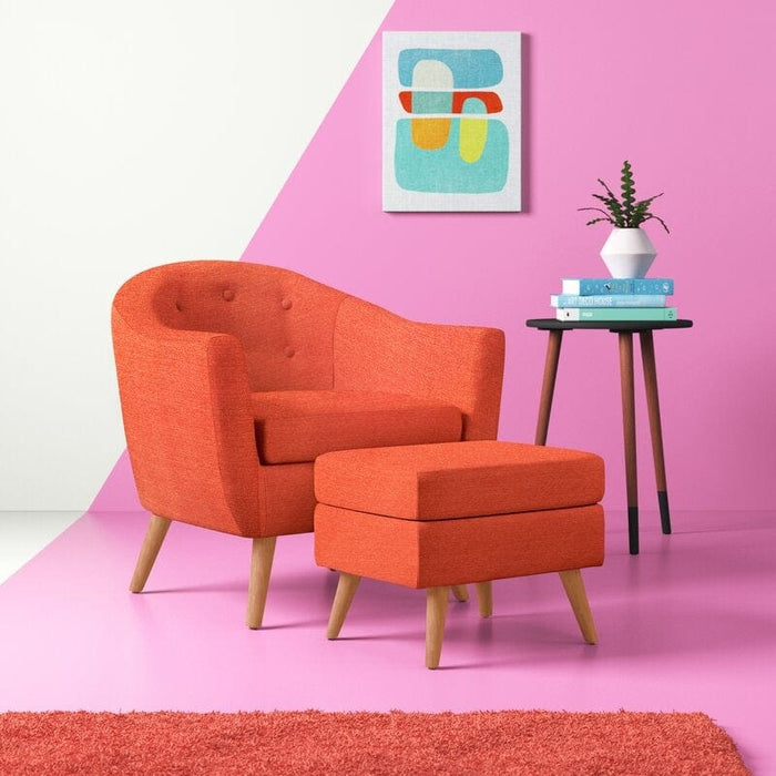 Hiltonia Wide Tufted Barrel Chair and Ottoman