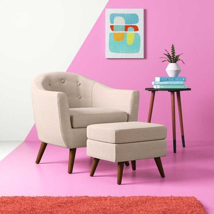 Hiltonia Wide Tufted Barrel Chair and Ottoman