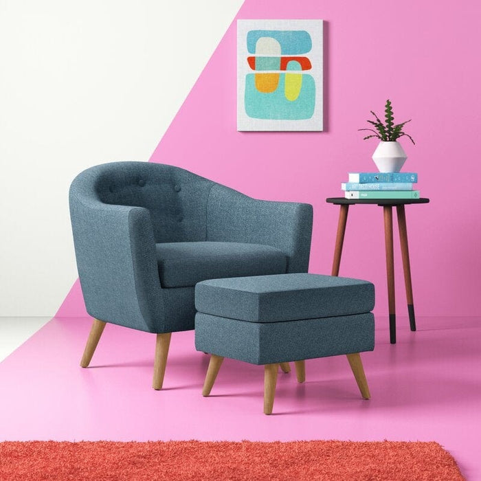 Hiltonia Wide Tufted Barrel Chair and Ottoman