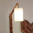 Boho Wooden Floor Lamp with Brown Base and Beige Fabric Lampshade