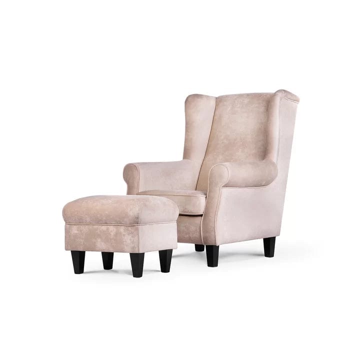 Wide Tufted chair and Ottoman